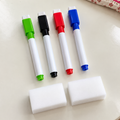 Lot de 4 feutres ardoise vert, noir, rouge et bleu avec 2 éponges
